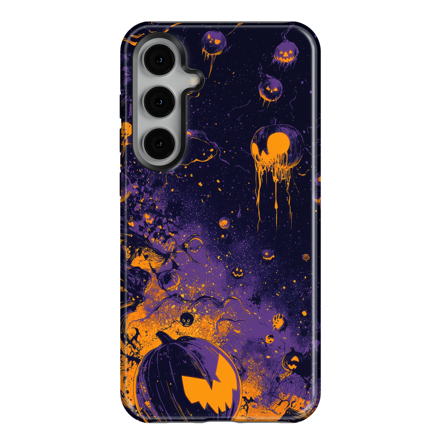 Samsung Galaxy Case with Dripping Pumpkin Halloween Design – Fits S24, S25 Ultra, S23

