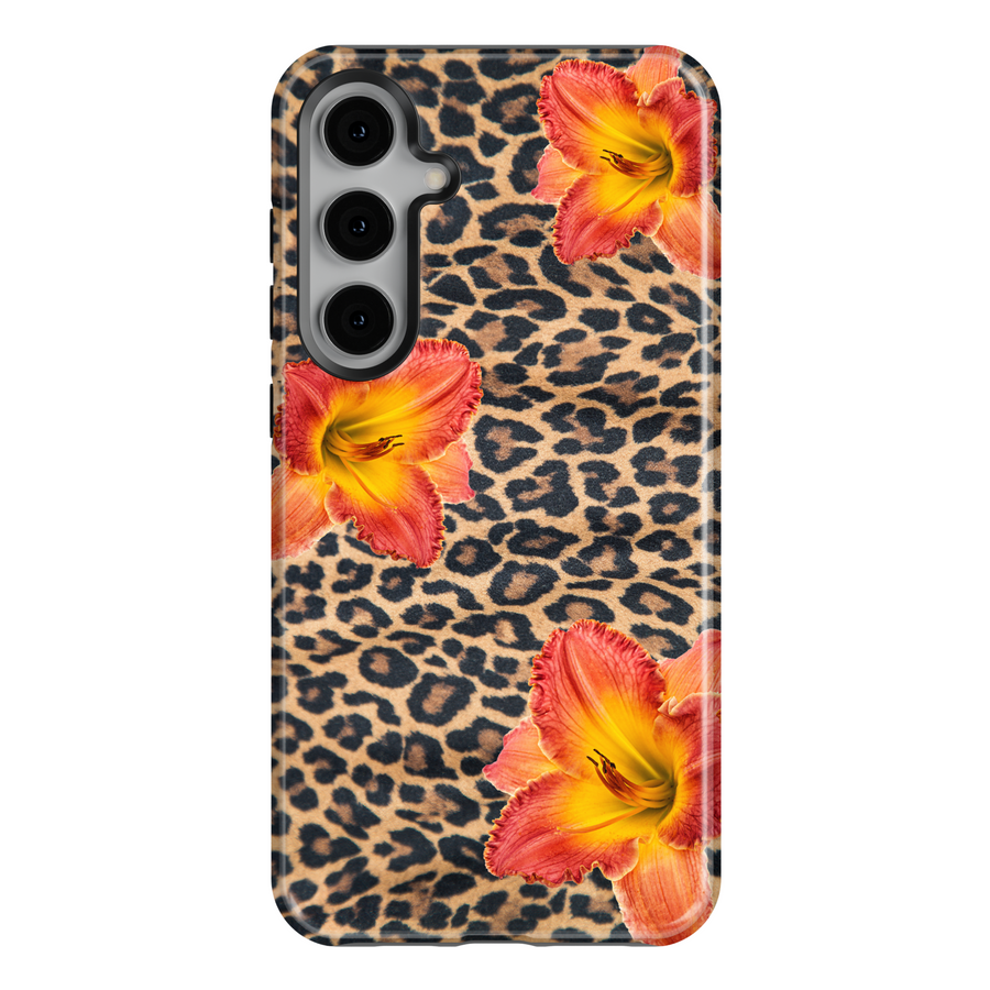 leopard print and tropical flower design – protective wild aesthetic case