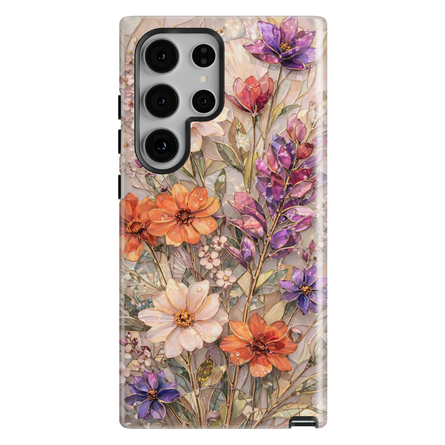Botanical aesthetic flower phone case with romantic garden floral artwork for iPhone 16 Pro Max and Samsung Galaxy S25 Ultra