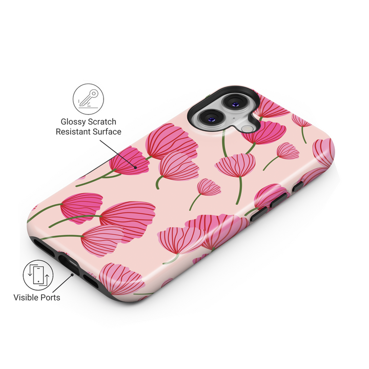 "Personalized Pink Floral Phone Case, Custom Name Engraved Cover, Aesthetic Ditsy Flower Pattern, Rustic Wood Accent, Stylish iPhone 16 Case, Google Pixel 9 Pro, Galaxy S25, Slim Protective Case, Shockproof Durable Cover"