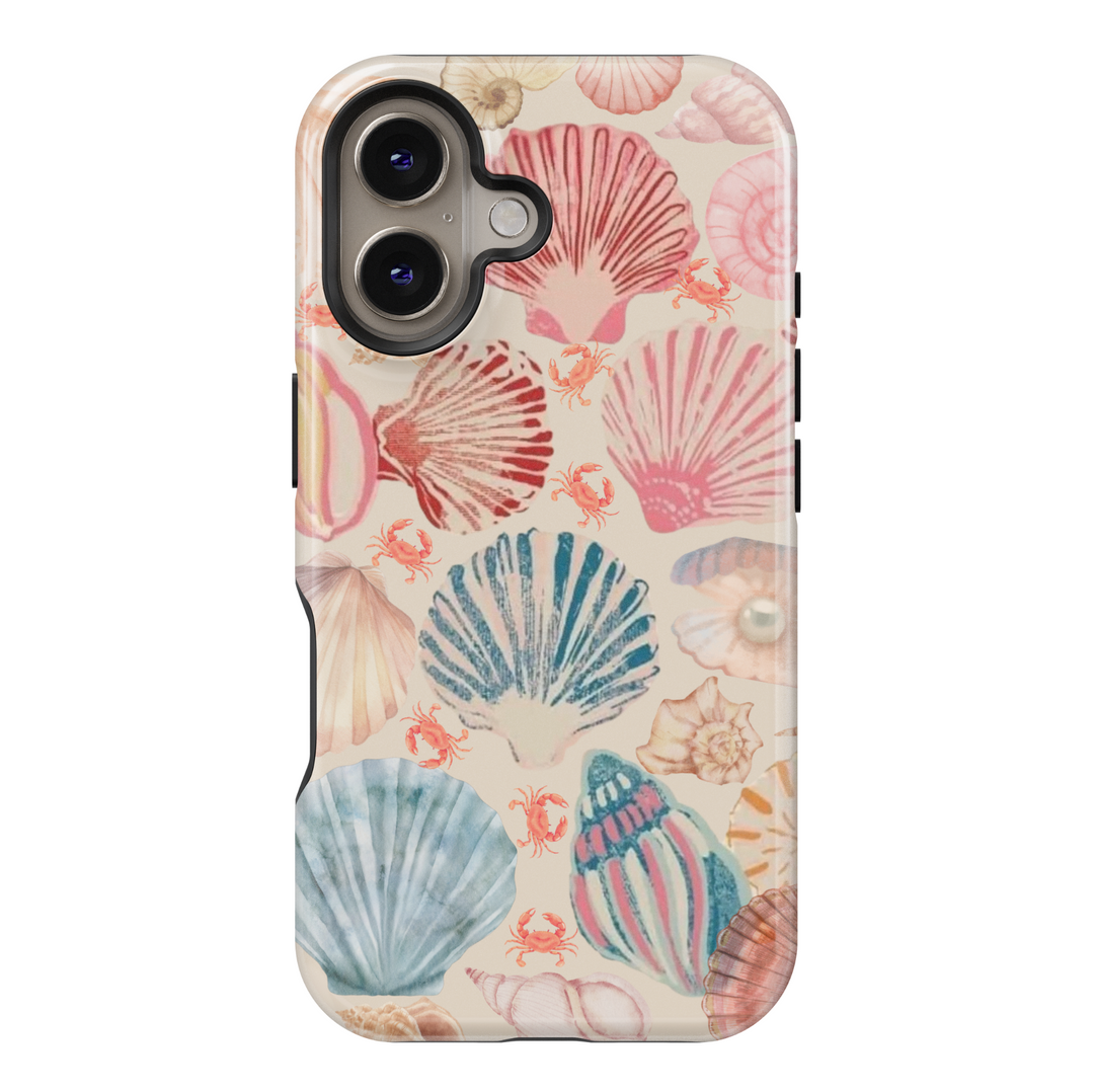 Pastel Seashell and Crab iPhone Case – Cute Coastal Design in Pink, Coral, and Teal for iPhone Models