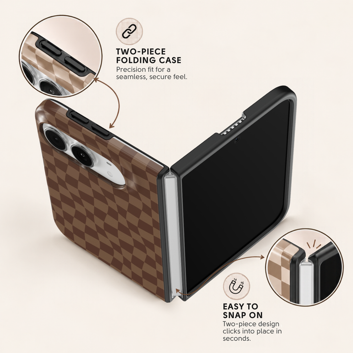 Mocha Wave Check – iPhone Duo Case