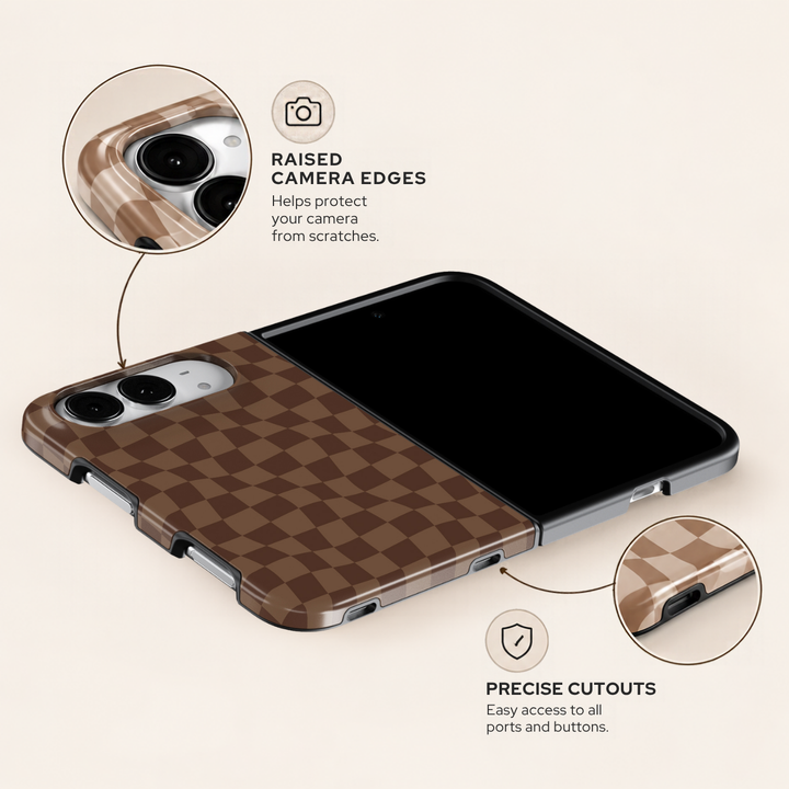 Mocha Wave Check – iPhone Duo Case