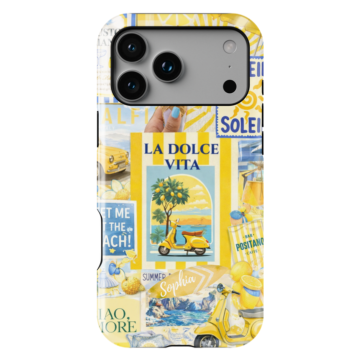Summer beach collage phone case aesthetic with ocean, seashells, and coastal elements for iPhone 17 Pro Max and Samsung Galaxy S26 Ultra.