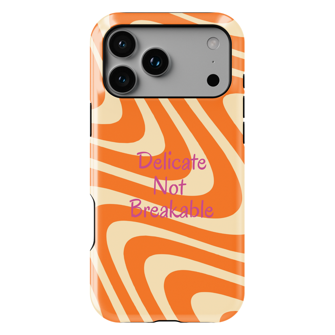 Orange aesthetic phone case with girl got goals quote, pink swirl abstract pattern iPhone 16 Pro Max case, Samsung Galaxy S26 Ultra S25 Ultra glossy protective cover for women