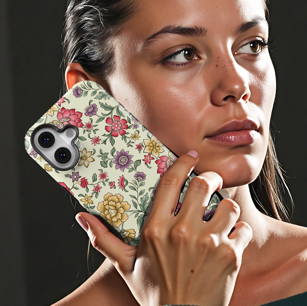 Vintage botanical floral iPhone 17 case with colorful wildflowers on soft cream background protective tough case for iPhone 17 Pro Max, iPhone 17 Pro, iPhone 16 Pro Max, iPhone 16 Plus