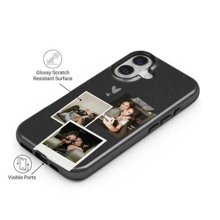 Personalized Photo Collage Phone Case, Custom Polaroid Picture Design, Aesthetic Black Background, Memory Keepsake Cover, Best Friends Moments, Stylish Protective iPhone 16 Case, Samsung Galaxy S25 Ultra, Google Pixel 9 Pro, Slim Durable Shockproof Case