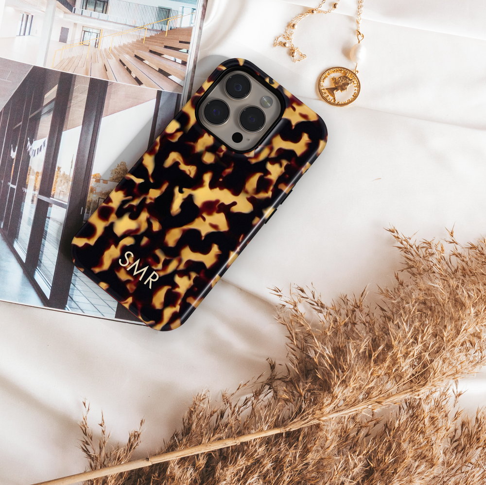 Tortoiseshell MagSafe iPhone 16 Pro Max Case for Women – Chic Girly Phone Case with Monogram SMR
