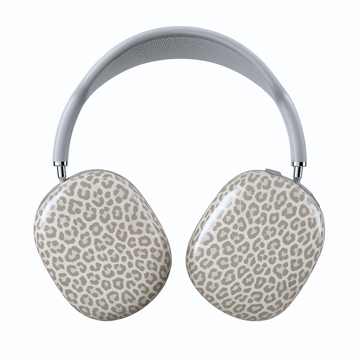 leopard print AirPods Max cover, bold and wild animal print headphone skin for Apple AirPods Max, trendy girly tech accessory.