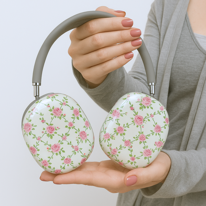 Girly AirPods Max cover with floral pattern, cute aesthetic AirPods Max skin, protective case for Apple AirPods Max headphones