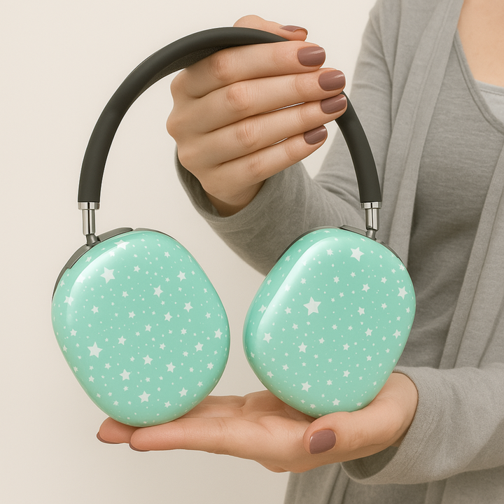 Girly AirPods Max cover with Y2K pattern, cute aesthetic AirPods Max skin, protective case for Apple AirPods Max headphones.