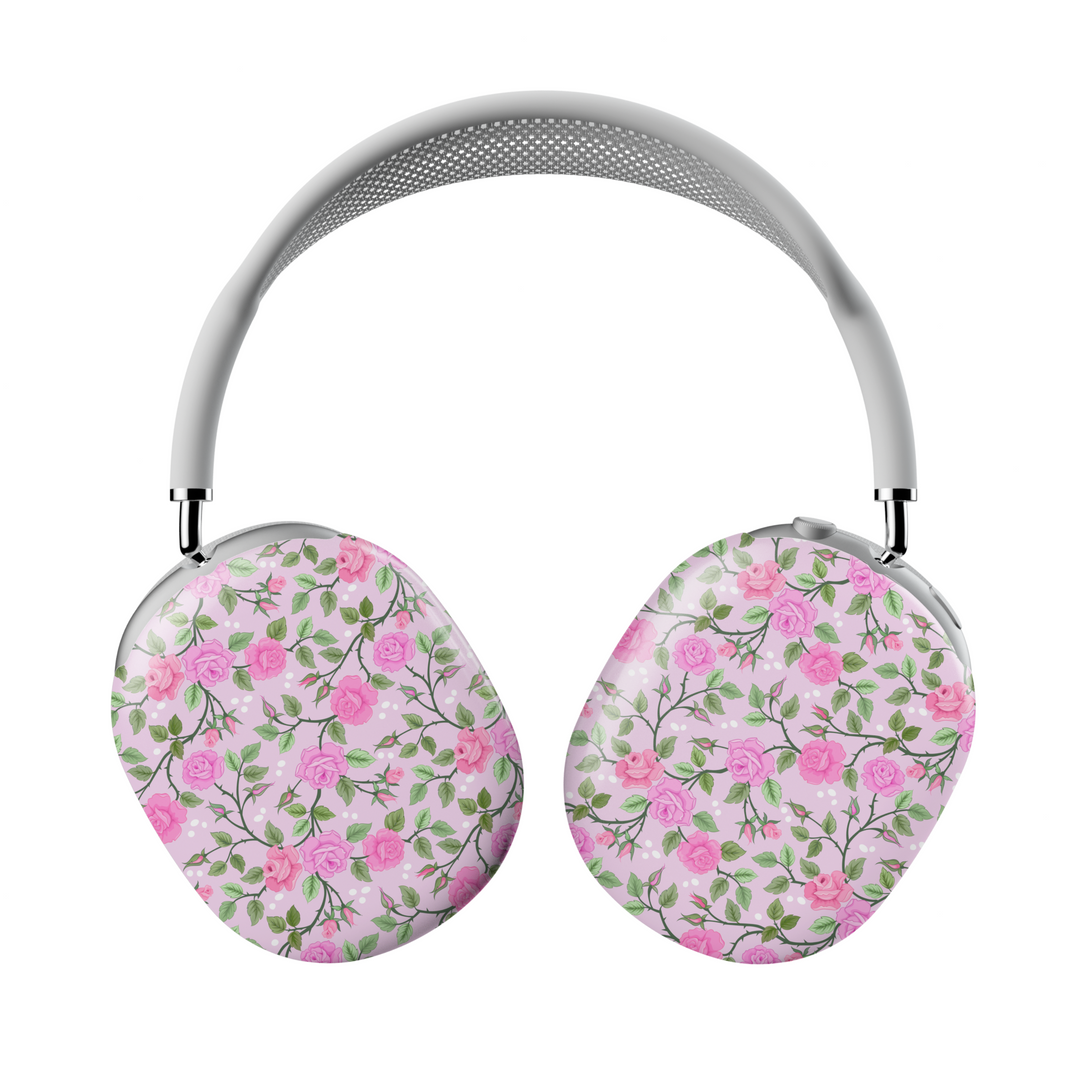 Girly AirPods Max cover with floral pattern, cute aesthetic AirPods Max skin, protective case for Apple AirPods Max headphones.