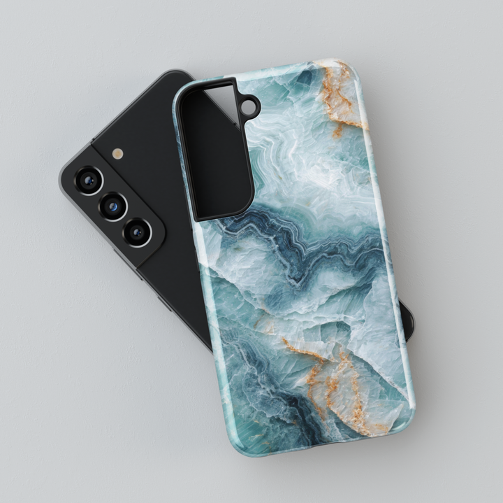 Aqua Marble Samsung Galaxy S24 Ultra Case for Women - Teal Blue Crystal Stone Pattern Cover - Galaxy S24 Plus / S23 FE Protective Case