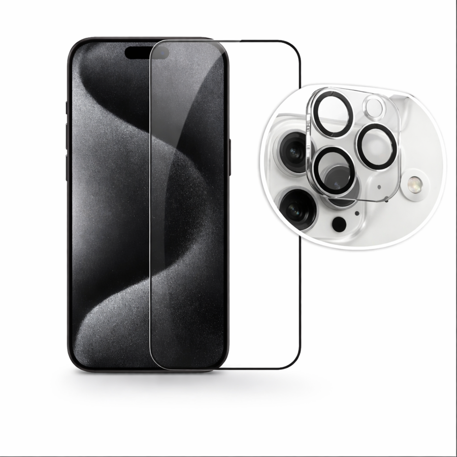 Tempered glass screen protector and camera lens protector for iPhone 17 16 15 14 17 Pro Max with full coverage anti scratch HD clear protective film