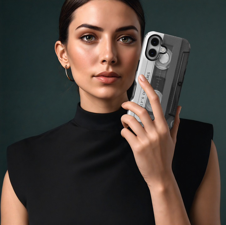 Personalized retro cassette tape iPhone case with clear protective cover, Custom Phone Case with name, Retro iPhone Cover