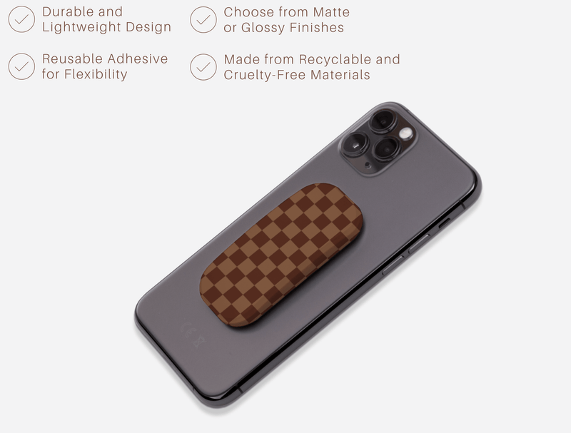 Brown Check Phone Grip Holder - CASELIX