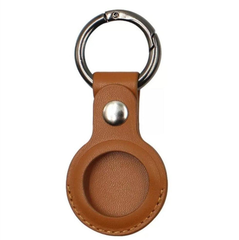 AirTags Leather Protective Case with Key ring- Brown - CASELIX