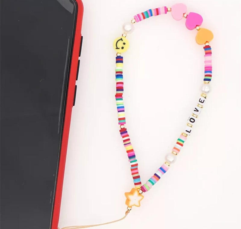 Colorful Beaded Phone Charm Lanyard Wrist Strap - CASELIX