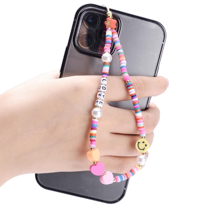 Colorful Beaded Phone Charm Lanyard Wrist Strap - CASELIX