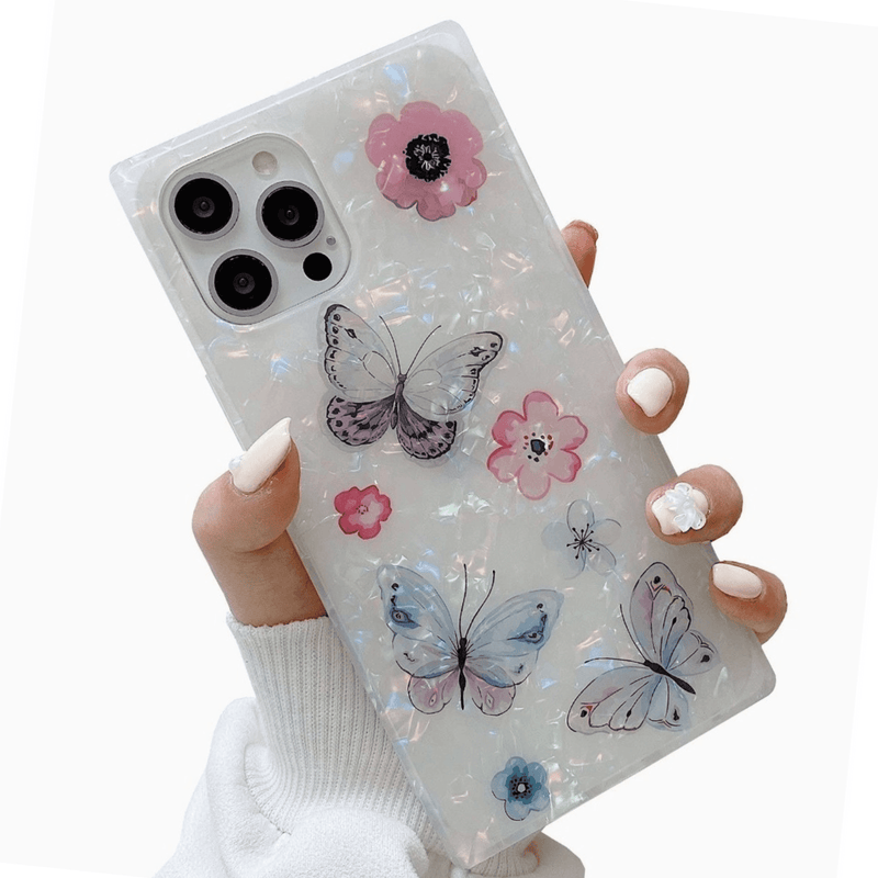 iPhone Case Square Floral Butterfly - Opal - CASELIX