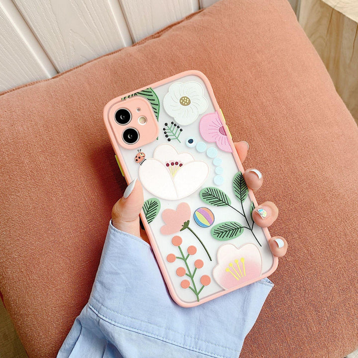iPhone Case Floral Hybrid - Pink - CASELIX