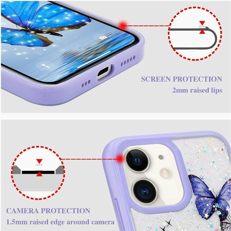 iPhone Case Clear Glitter Butterfly - Purple - CASELIX