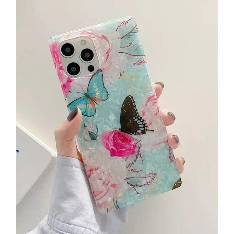 iPhone Case Square Butterfly Pearl - Floral - CASELIX