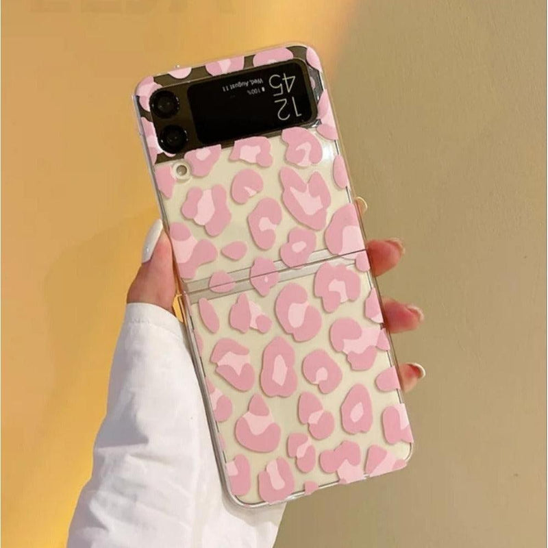 Samsung Galaxy Z Flip 3 Case Clear - Pink Leopard - CASELIX