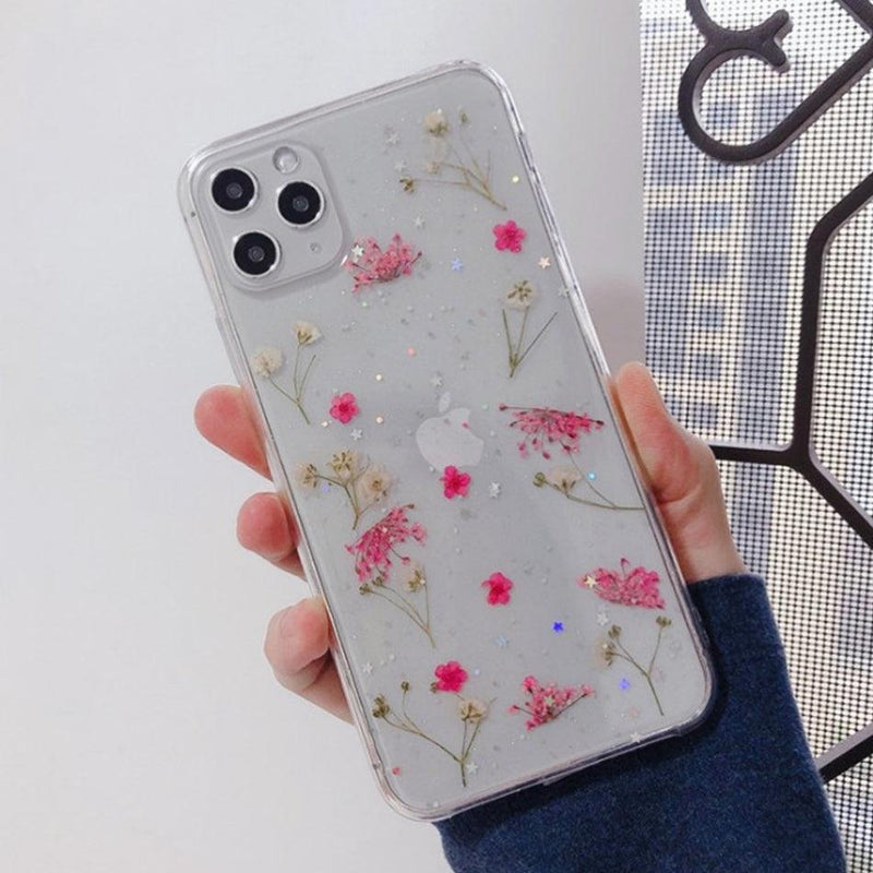 iPhone Case clear glitter - Dried Flowers - CASELIX