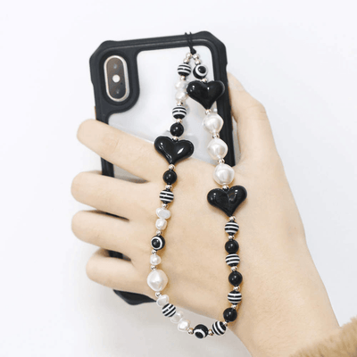 Heart Beaded Phone Charm Lanyard Wrist Strap - CASELIX
