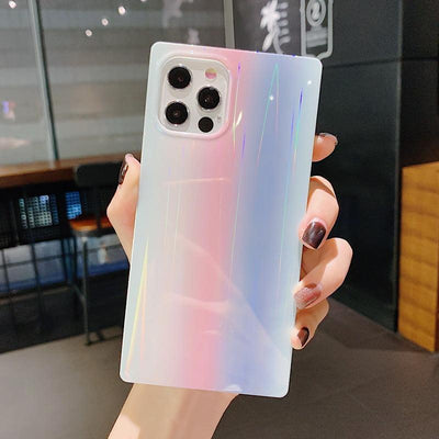 iPhone Case Square Holographic - Laser Silver - CASELIX