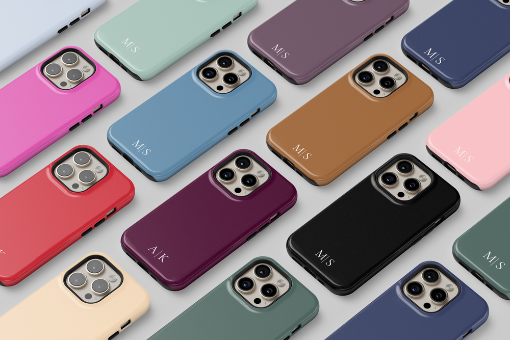 Custom Initial Phone Case in Hot Pink – Personalized Glossy Cover Available in Multiple Colors

