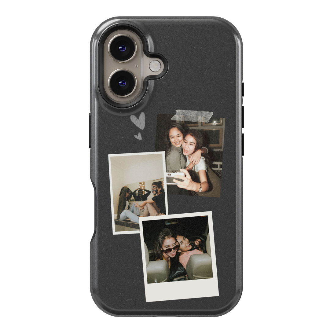 Personalized Photo Collage Phone Case, Custom Polaroid Picture Design, Aesthetic Black Background, Memory Keepsake Cover, Best Friends Moments, Stylish Protective iPhone 16 Case, Samsung Galaxy S25 Ultra, Google Pixel 9 Pro, Slim Durable Shockproof Case