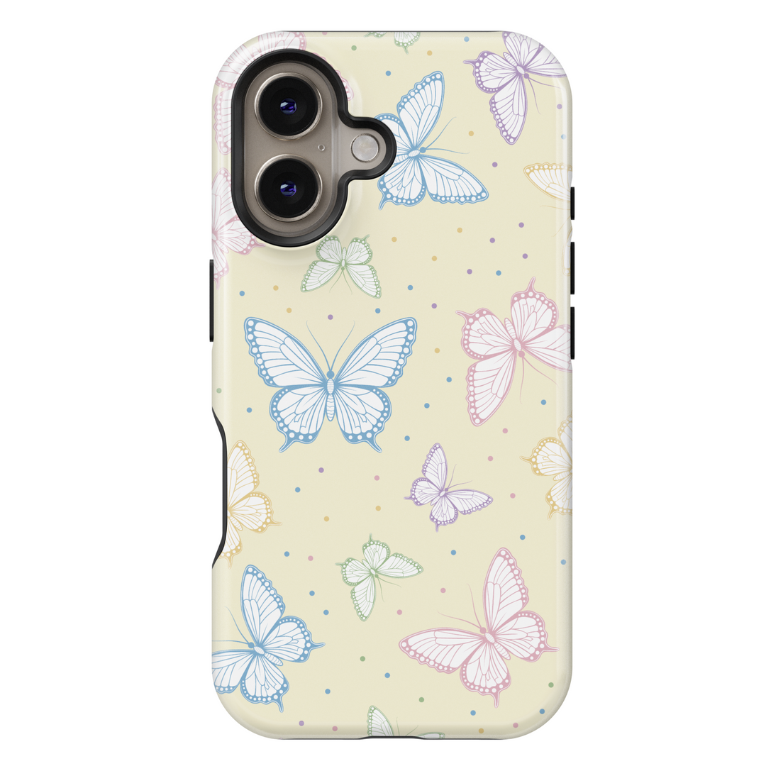 Aesthetic pastel butterfly phone case with cream base – Whimsy Wings