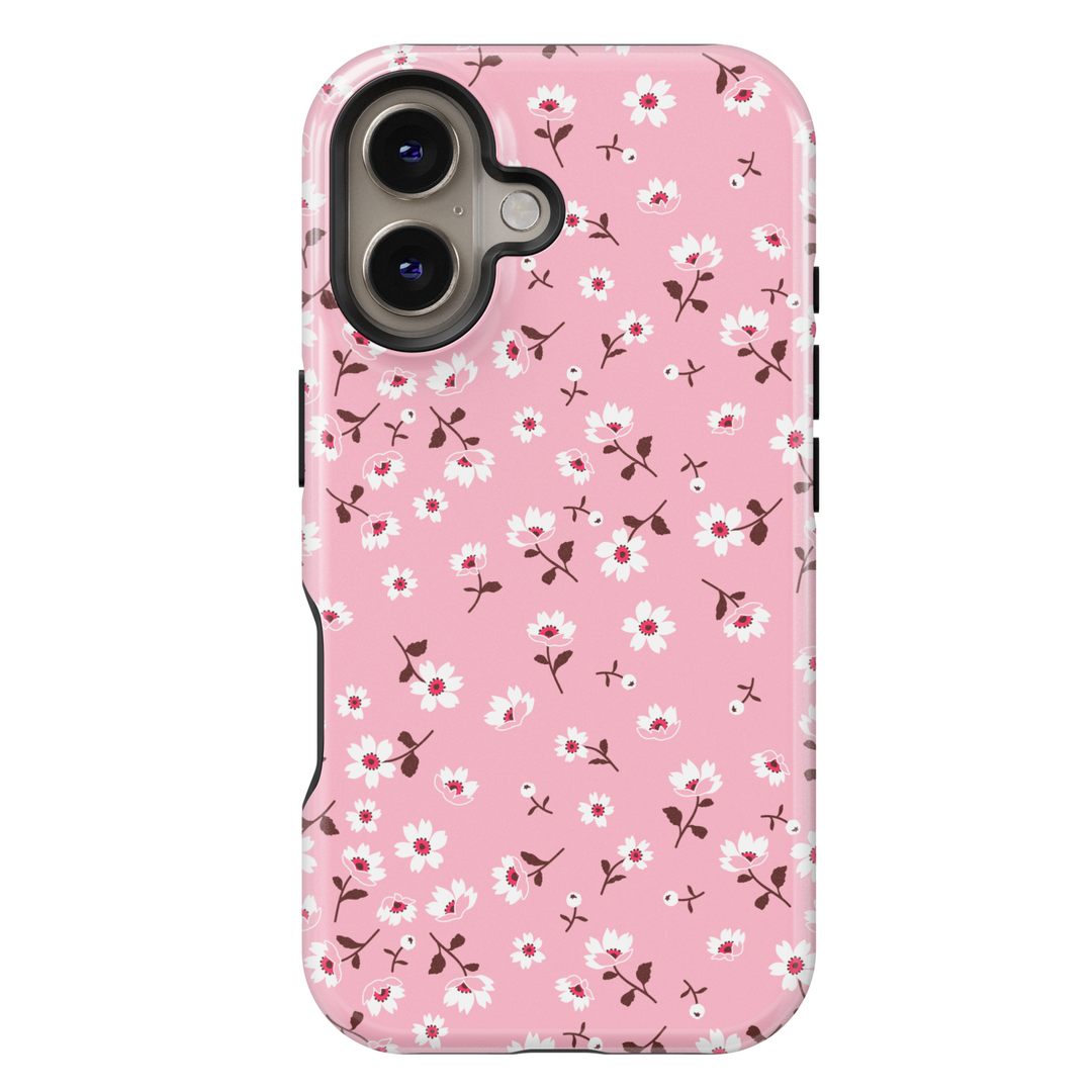 Pink floral MagSafe iPhone 16 case for women with cherry blossom style – Rosy Mood