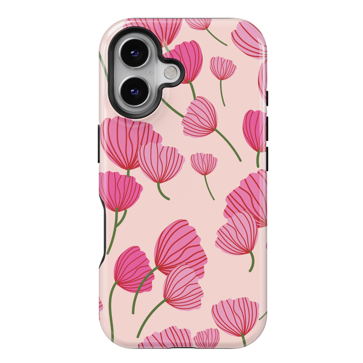 "Personalized Pink Floral Phone Case, Custom Name Engraved Cover, Aesthetic Ditsy Flower Pattern, Rustic Wood Accent, Stylish iPhone 16 Case, Google Pixel 9 Pro, Galaxy S25, Slim Protective Case, Shockproof Durable Cover"