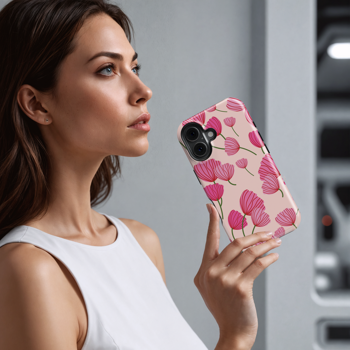"Personalized Pink Floral Phone Case, Custom Name Engraved Cover, Aesthetic Ditsy Flower Pattern, Rustic Wood Accent, Stylish iPhone 16 Case, Google Pixel 9 Pro, Galaxy S25, Slim Protective Case, Shockproof Durable Cover"