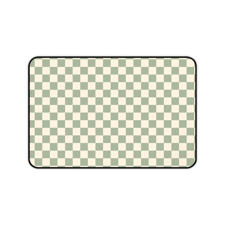 sage desk mat, green desk pad, checkered mat, office decor, home office mat, desk accessory, eco-friendly mat, geometric mat, desk mat green, pattern desk pad, work from home, minimal desk mat, trendy desk mat