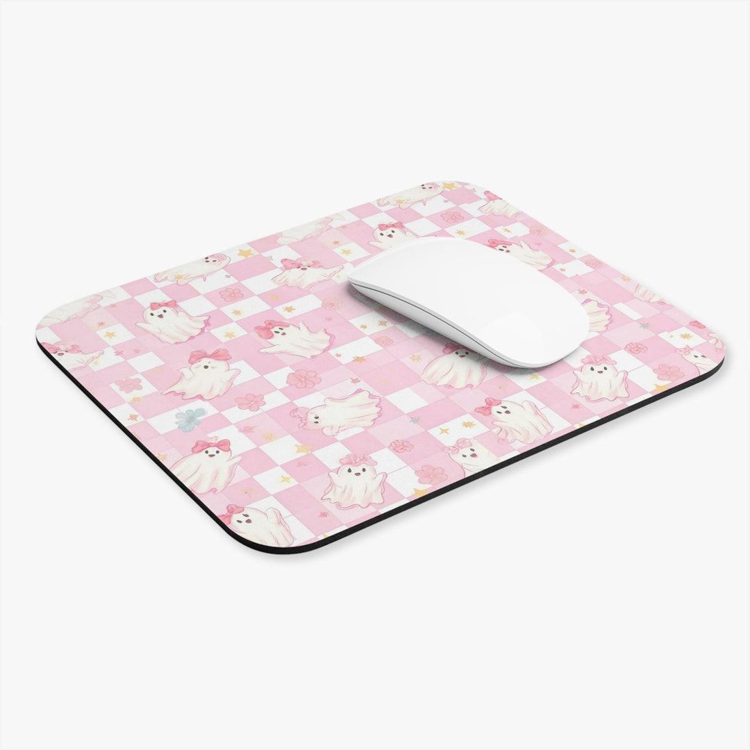 boo ghost, spooky vibes pad, halloween party mousepad, kids halloween gift, spooky season, cute ghost, coquette ghost mousepad, coquette halloween, coquette pink bow, coquette ghost tees, cute ghost mousepad, pink coquette mousepad, pink spooky vibes