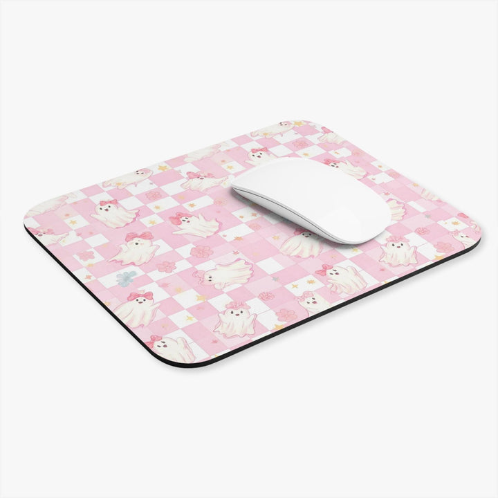 boo ghost, spooky vibes pad, halloween party mousepad, kids halloween gift, spooky season, cute ghost, coquette ghost mousepad, coquette halloween, coquette pink bow, coquette ghost tees, cute ghost mousepad, pink coquette mousepad, pink spooky vibes