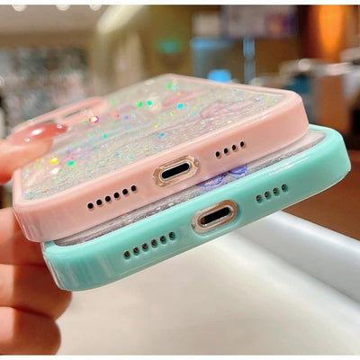 iPhone 12 Case Clear Glitter Butterfly - Mint Green - CASELIX