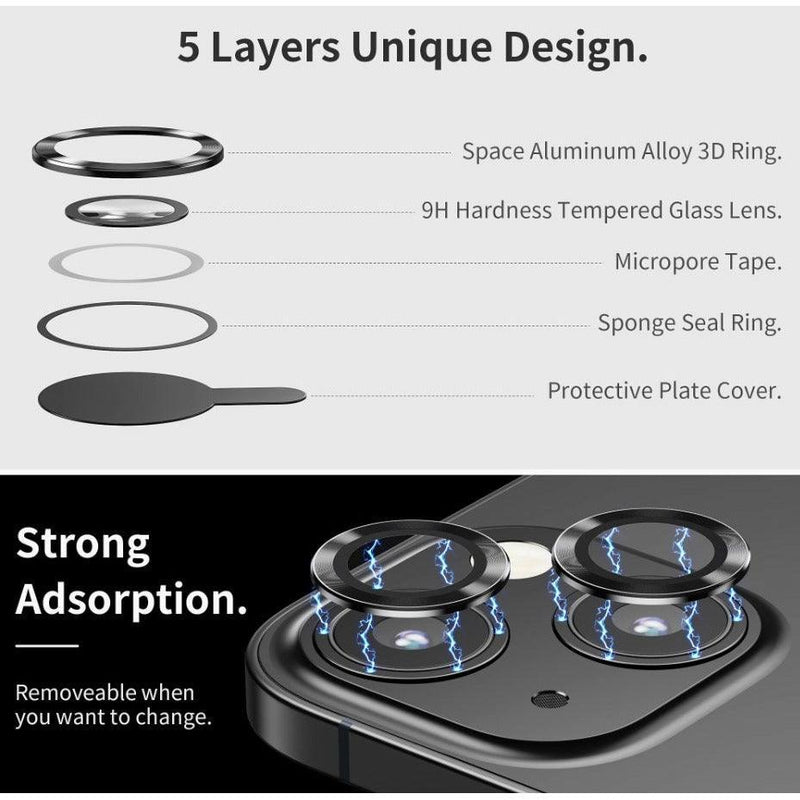 iPhone 13 Camera Lens Protector tempered glass - Space Black - CASELIX