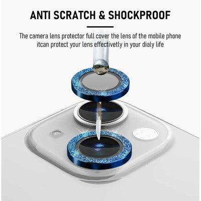 iPhone 13 Camera Lens Protector tempered glass - Blue Glitter - CASELIX