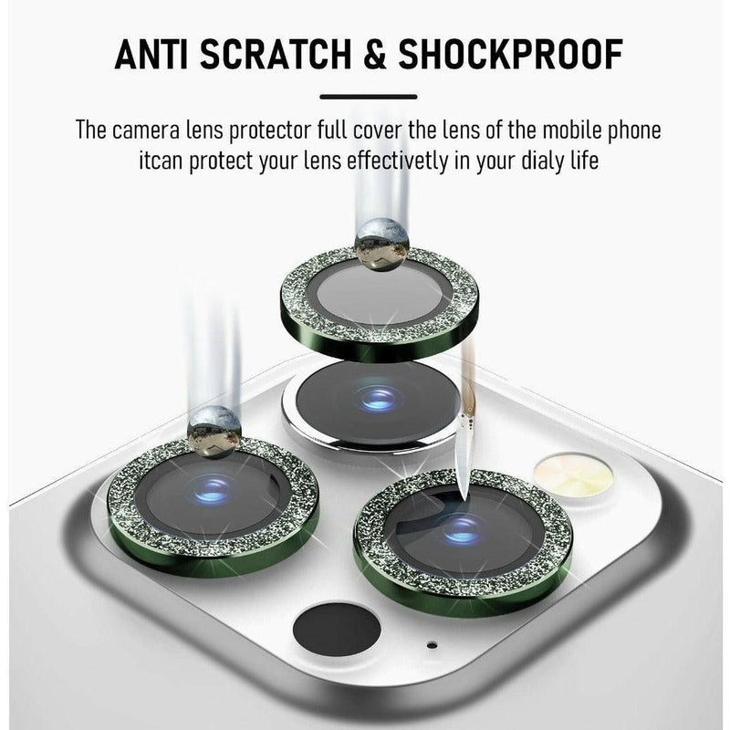 iPhone 13 Pro Camera Lens Protector tempered glass - Green Glitter - CASELIX