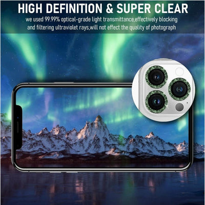 iPhone 13 Pro Camera Lens Protector tempered glass - Green Glitter - CASELIX