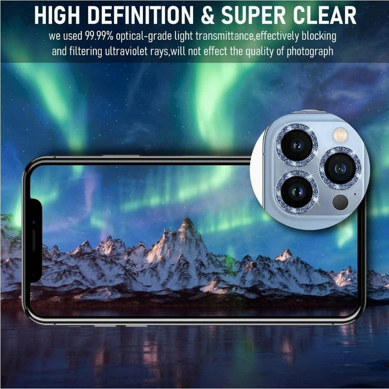 iPhone 13 Pro camera Lens Protector tempered glass - Sierra Blue Glitter - CASELIX