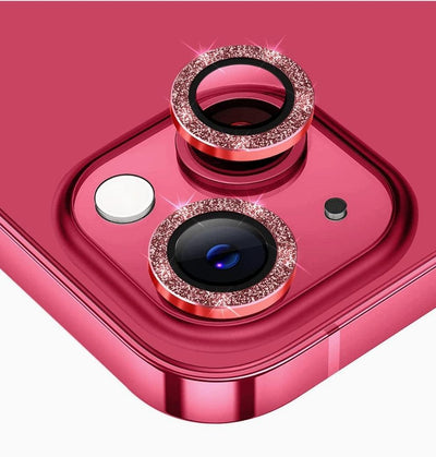 iPhone 14 camera Lens Protector tempered glass - Red Glitter - CASELIX