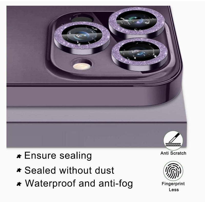 iPhone 14 Pro Camera Lens Protector tempered glass Glitter - Deep Purple - CASELIX