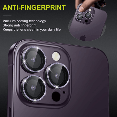 iPhone 14 Pro Camera Lens Protector tempered glass Glitter - Deep Purple - CASELIX