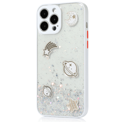 iPhone case clear glitter universe - White - CASELIX